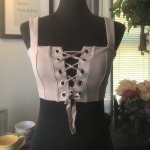 Forever 21 Tan Lace-Up Crop Top
Size Small